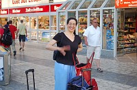  The first photo in Germany, which is of Carolyn at the Frankfurt train station.  Getting through the airport was not an easy trip, so I didn't take any photos.