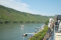  Looking upstream along the Rhine.  That's the Boppard car ferry in the river.