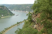  This is a view of the steep cliff of the Loreley looking back towards St. Goarshausen.