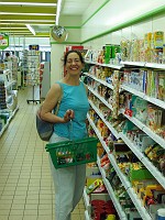  I think that her basket is full of Coke for me and candy for the both of us.