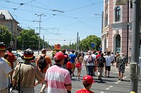  The crowd get thicker on the way to the game.