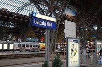  At the Leipzig main train station (Hbf = Hauptbahnhof).