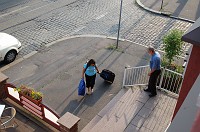  Sandra leaving early to catch a train to meet her husband way in the south of Germany.