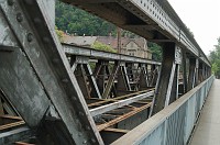  Steel-beam and rivet train bridge.