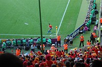  Spain takes a corner kick.