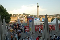  I'm sure there are plenty of nice things about Stuttgart, but they were so completly hidden by all the World Cup festivities, that the city was not really very attractive.  In the background you can see the Castle Square, and behind that, Neues Schloss, or New Palace.